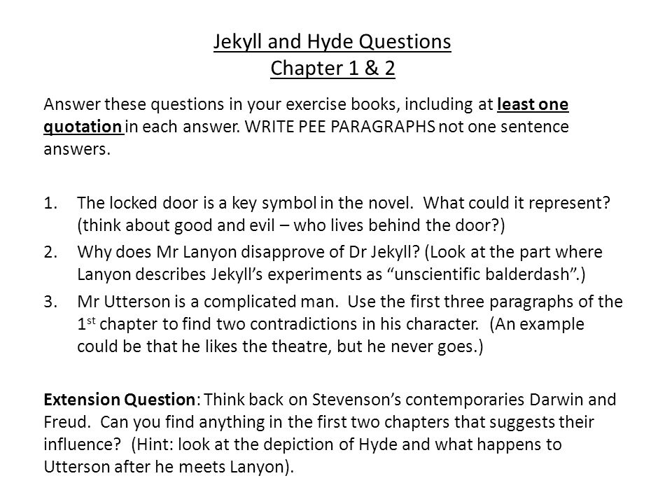 Jekyll hyde essay questions